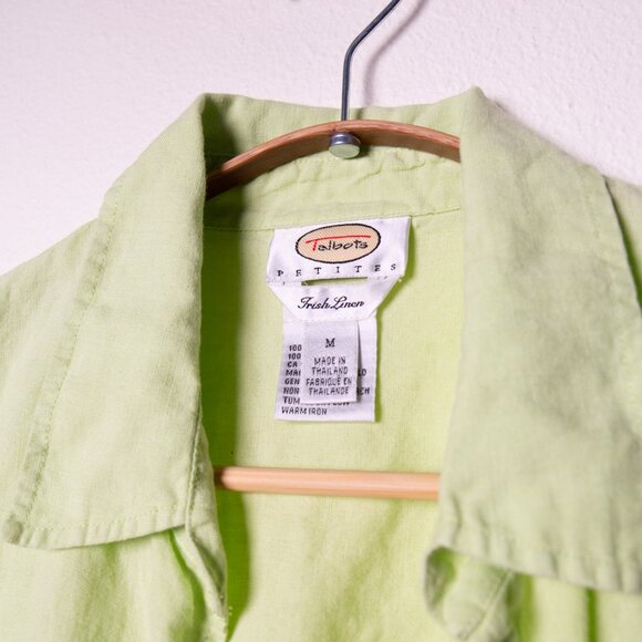 Bright Green 100% Linen Button-Up - Picture 7 of 7